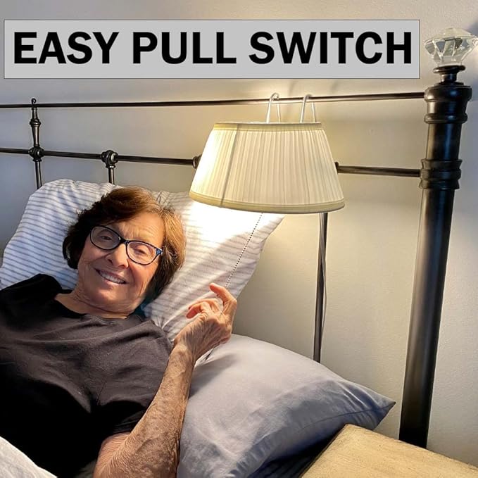 Evelots Bed Headboard Reading Lamp Book Light-Soft Fabric Shade-Easy ON/Off Pull Cord
