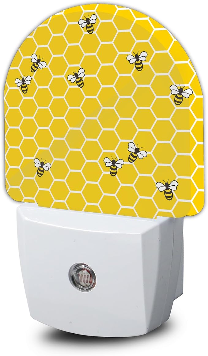 Night Light,Yellow Beehive Bees Night Lights Plug Into Wall for Boys Girls,Lamp for Stairway/Hallway/Bedroom Sleep Friendly