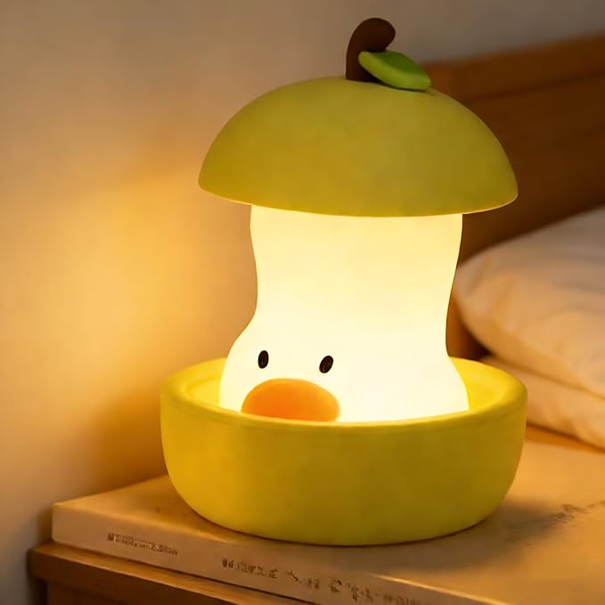 Night Light for Kids, Rechargeable Bedside Touch Lamp, Portable Dimmable Nightlight, Cute Nursery Night Lights, Funny Gifts for Baby, Teens, Adults, Table Decor(Pear Duck Green)