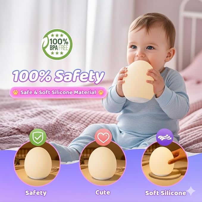 Night Light for Kids,Egg Night Light for Baby Nursery, 7 Colors Changing & 30-Min Timer Portable Nursery Night Lamp forBaby Nursery & Kids Bedroom,DIY Hand-Painted Custom Lamp