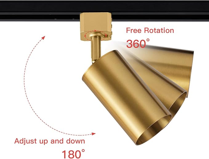 VANoopee GU10 Track Lighting Heads H Type Gold LED Track Light Heads Compatible with Halo Style System, MR16 GU10 Base Adapter Ceiling Spot Light Fixture Direction Adjustable, Pack of 4, No Bulbs