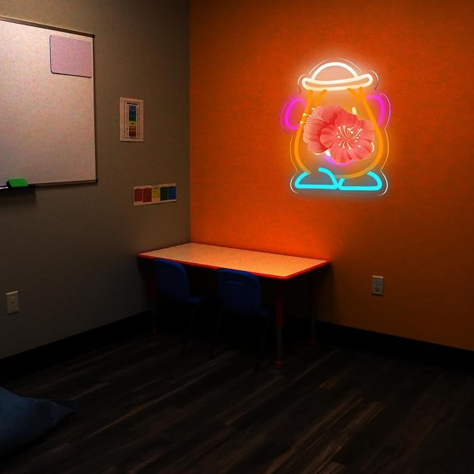 Cartoon Potato Figure Neon Sign Wall Decor for Boys Girls Room | USB powered dimmable colorful cartoon potato farmer neon with hat design, cute cartoon character gift for cartoon movie fans