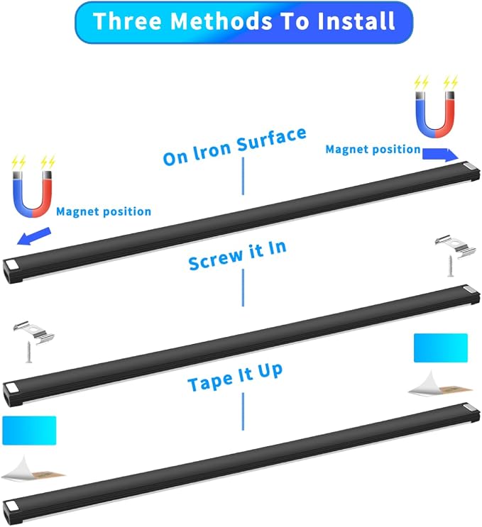 LED Under cabinet lights Dimmable Reading Light Bar for Kitchen Workbench | THLIFURE,Brightness Dimming,Warm to Cool White Stepless Color Changing, IR Remote, Sensor Lighting, Ultra Thin Strip Lights