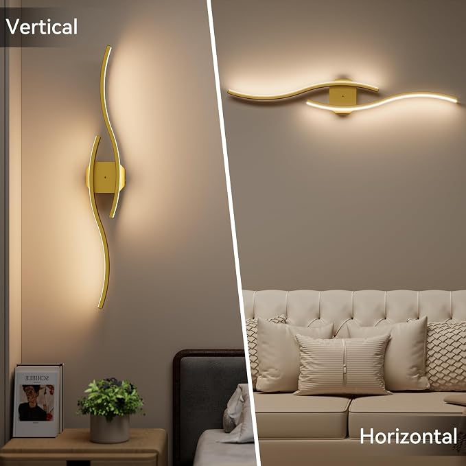 hunhun Battery Operated Wall Sconces Set of Two, Wireless Wall Sconce with Remote Control, Gold Rechargeable Sconces 3000K-6500K, RGB Dimmable Wall Lights for Living Room, Hallway, Bedroom