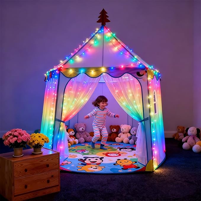 300LED Fairy Curtain Lights, 9.8x9.8Ft Warm White USB Plug in 8 Modes & Timer Christmas String Hanging Lights with Remote for Bedroom Indoor Outdoor Weddings Party Wall Decorations(rainbow)