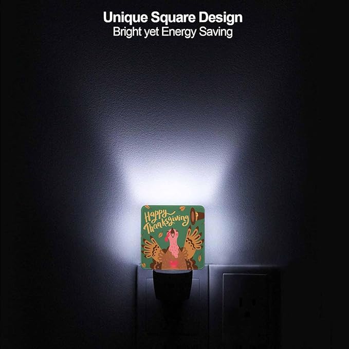 LED Night Light Plug into Wall with Dusk to Dawn Light Sensor White Energy Efficient Cartoon Character Turkey Nightlight for Bedroom Bathroom Hallway Living Room Kitchen