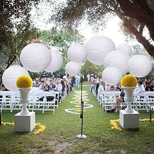 White Paper Lanterns 10 Pcs size of 12" Chinese Round Paper Hanging Decorations Ball Lanterns Lamps for Home Decorations, Parties, and Weddings