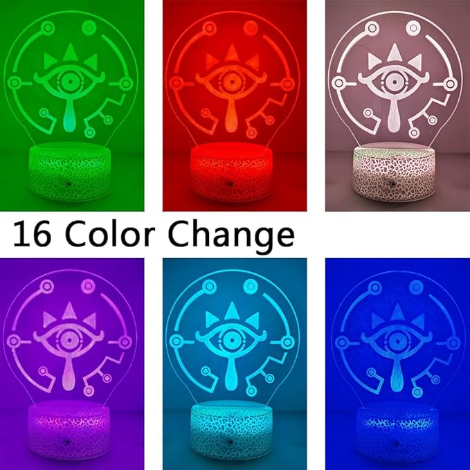3D Night Light, 16 Color Changing Cartoon USB Desk Lamp, Crest of Hyrule Illusion Lighting with Remote Control for Home Decor Gift for Kids. (3)