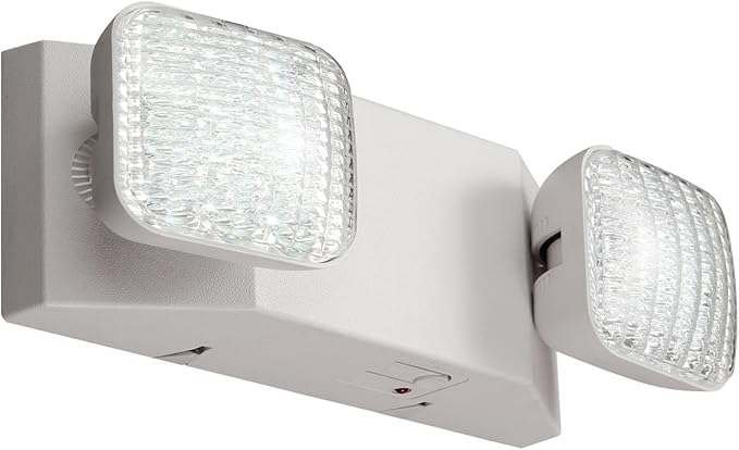 GZRUIYANG Emergency Lights with Battery Backup, LED Commercial Emergency Lighting Fixtures Two Head Adjustable, UL 924 Certified, Hardwired Emergency Exit Light for Business - 1 Pack(White)