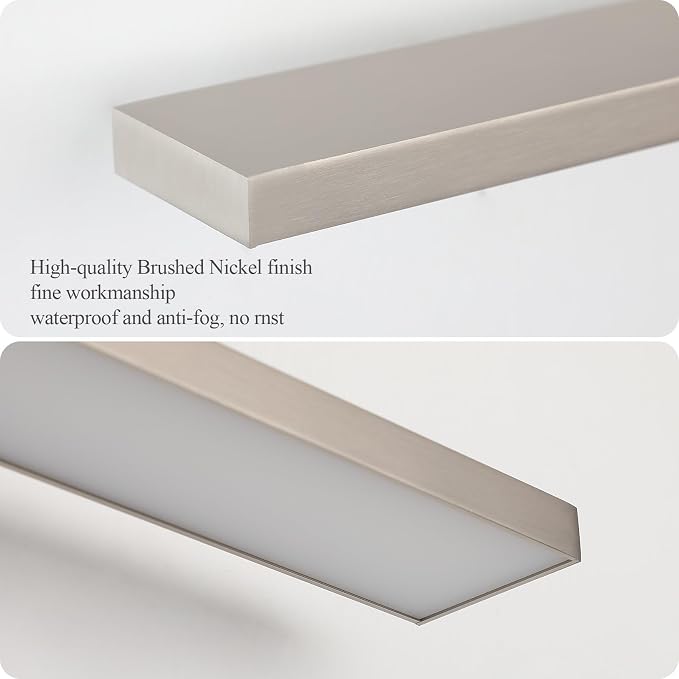 Ralbay Brushed Nickel Vanity Light for Bathroom Metal Acrylic Modern LED Bathroom Light Fixtures Brushed Nickel 24inch