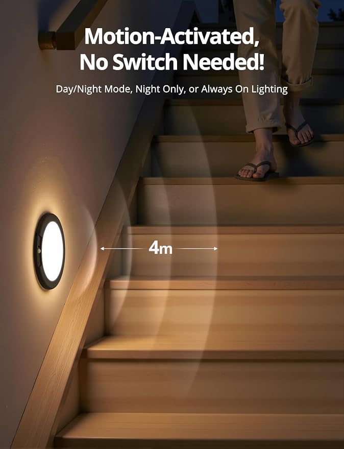 2 Pack Black Operated Battery Powered Motion Sensor Ceiling Lights Wireless, Rechargeable 60 Day Battery Life Waterproof Inside Shower Lighting with Remote Magnetic No Wiring for Garage Closet