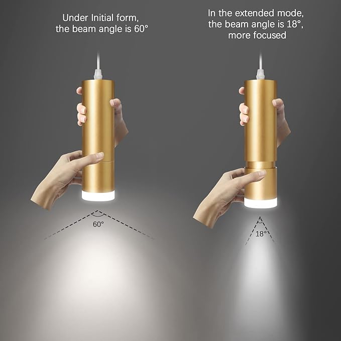 OKELI Modern Pendant Lights,Gold LED Mini Kitchen Island Lights Adjustable Focus Pendant Lighting for Kitchen Island Bedroom Dining Room Bar Shop,20W,4000K,ETL5026458(3 Pack)
