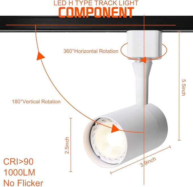 10W Track Lighting Heads,Dimmable H Track Light Heads,Warm White 2700K,Halo Track Light GU10 Bulb for Accent Retail Artwork, Kitchen 120V 36° Angle Halo Type(10 Pack) (2700K(Warm White) White)