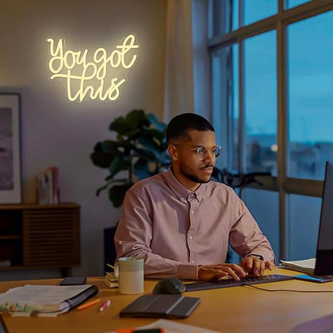 You Got This Neon Sign for Wall Decor Inspirational Neon Led Sign Dimmable You Got This Sign for Home Office Decor Neon Light up Sign Neon Wall Sign for Bedroom Living Room Party Gift