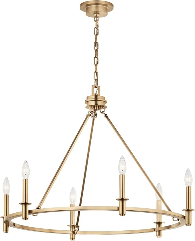 KICHLER Carrick 6-Light Chandelier, Updated Traditional Light in Polished Nickel, Sloped Ceiling Compatible, for Dining Room, Office or Bedroom (23.7" x 32.25"), 52705CPZ