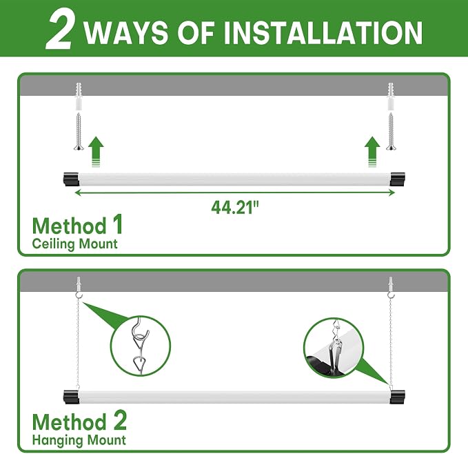 (6 Pack) T5 LED Shop Light, 4FT 4500LM Garage Lighting, 45W (150W Equivalent), 6500K Linkable Integrated Light Fixture with ON/OFF Switch, Hanging or Ceiling Mount Bright White Light for Workshop