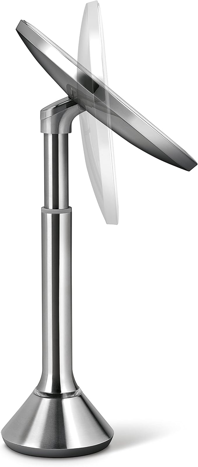 simplehuman 8" Round Sensor Makeup Mirror with Touch-Control Dual Light Settings, 5x Magnification, Rechargeable and Cordless, Brushed Stainless Steel