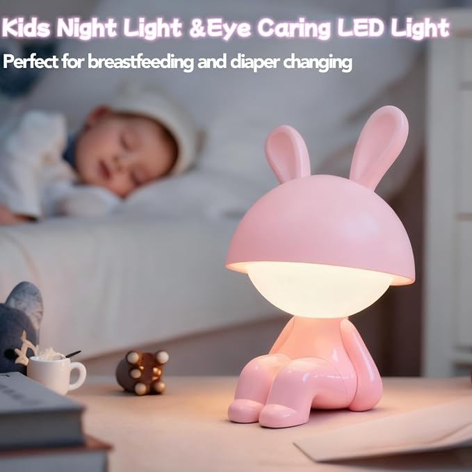 Night Lights for Kids,Rechargeable Table Light,Touch Bedside Lamps,Cordless Dimmable Warm White Light,Baby Nursery,Breastfeeding,Sleep Aid,Bunny Cute Decor Gifts for Newborn Toddler Boy Girls
