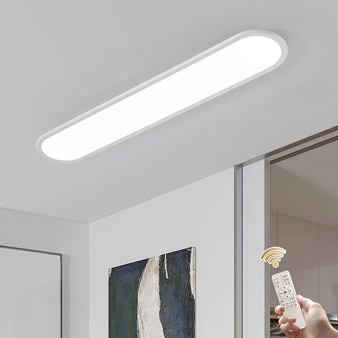 39.4 Inch Dimmable LED Ceiling Light, High Brightness Long Ceiling Lamps,3000-6000K Selectable Modern Ultra Thin Low Profile Light Fixture for Bedroom Kitchen Closet Hallway,White/48W