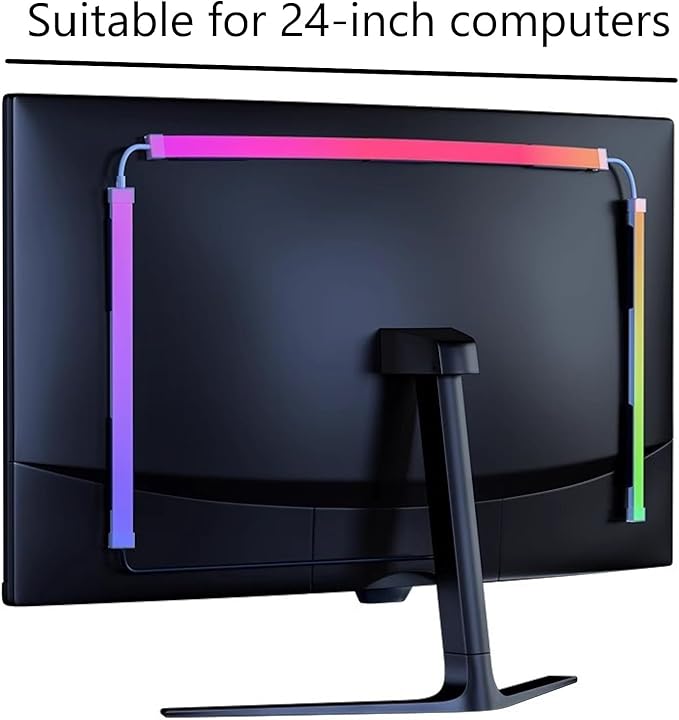 Monitor LED Backlights, RGB Screen Desk Light PC, Computer Light Bar Behind Monitor, LEDs for Desk Gaming, USB Port, LED Strip Lights That Sync with Screen Color or Music(24 inches)