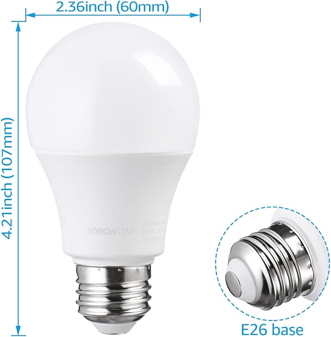 TORCHSTAR 1700LM Universal Garage Door Opener LED Light Bulb, UL FCC DOE, 15W Ultra Bright, Minimize Interference, 100W Eqv. 120V, A19 Bulbs, E26 Base, 5000K Daylight, Pack of 2