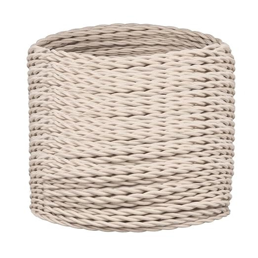 Helunsi Twisted Cloth Covered Wire, Ivory 18/2 Fabric Covered Electrical Wire, 32.8ft Vintage Lamp Cord, For DIY Projects