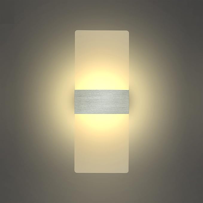 KICAAO Modern Wall Sconces, Led Wall Light 10w, Wall Sconce Up Downlight, Hardwired Acrylic Wall Light Lighting, Suitable for Living Room Corridor Bedside (Warm White 2700K 4Pack)