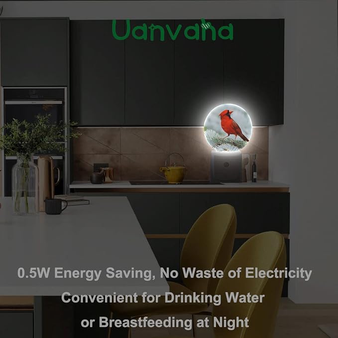 Cardinal Night Light Northern Red Bird On Tree Branch Plug-in Nightlight LED Auto on/Off for Hallway Stairway Kitchen Men Women Bedroom