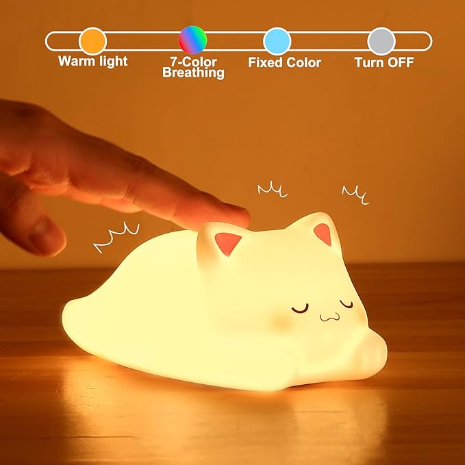 ZKLiLi Night Light for Kids Lamp, 16 Colors Lamp Cute, Dimmable Baby Night Lights for Nursery,Silicone Rechargeable Nightlight for Kids Room, Kawaii Room Decor (miyan-pamao-Remote)