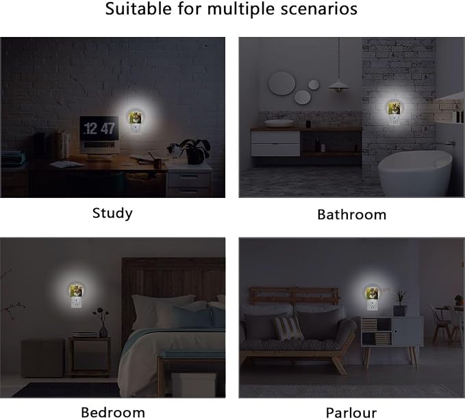 Cute Squirrel Night Light Dusk to Dawn Sensor LED Night Dimmable Nightlight Lights Plug into Wall for Living Room