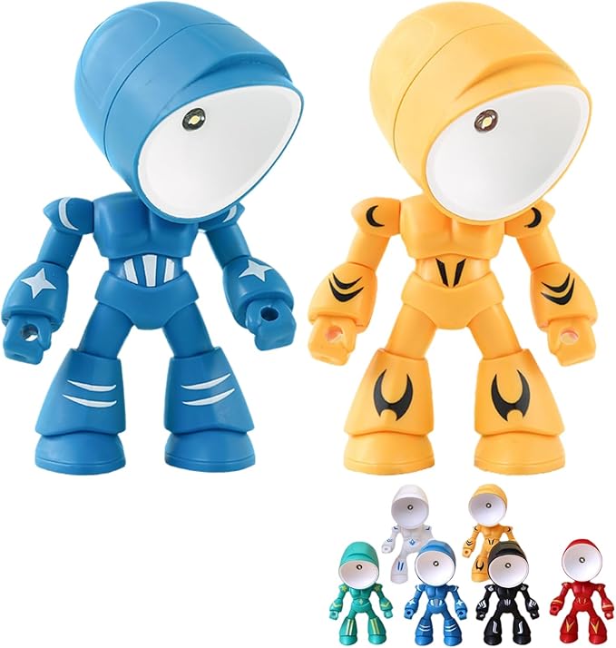 2PCS Lonely Robot Cartoon Cute Robot Design Companion Table Light, LED Mini Night Light, Mini Portable, for Bedroom Office, Thanksgiving Gifts (2pcs-C)