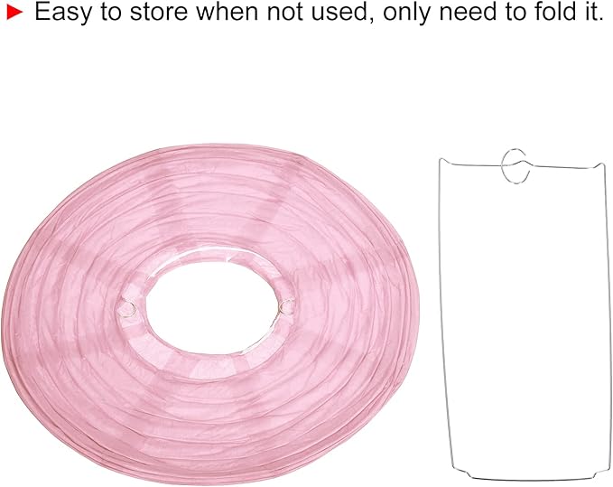 PATIKIL 8 Inch Paper Lanterns, 6 Pack Round Folding Hanging Lamp Shade for Wedding Home Party Festival Celebration, Pink