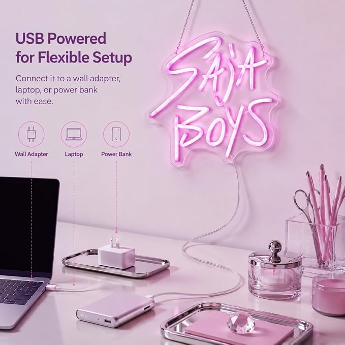 K-POP Neon Sign, Music Decor，Pink Neon Sign | 13"x13"IN,USB Powered, Wall Art, Aesthetic Room Decor, Bedroom & Gaming Setup