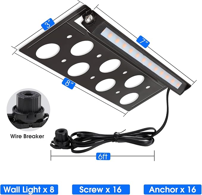 Energetic 7 Inch Retaining Wall Lights, Outdoor LED Step Lights, 4W Low Voltage Landscape Lighting, Waterproof Hardscape Lighting, 12V-24V AC/DC, 3000K Warm White, with Wire Breakers, FCC, 8 Pack