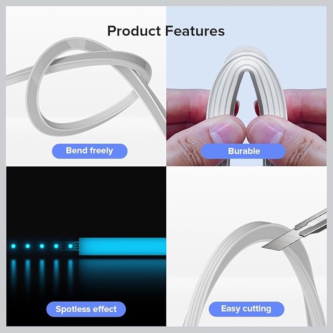 BTF-LIGHTING Silicone LED Channel System 9.8Ft Flexible Milky White Cover DIY Spotless Tube for ≤10mm Width LED Strip,Neon Rope Light Channel Diffuser, for Kitchen Cabinet, Room, Patio(No LED Strip)