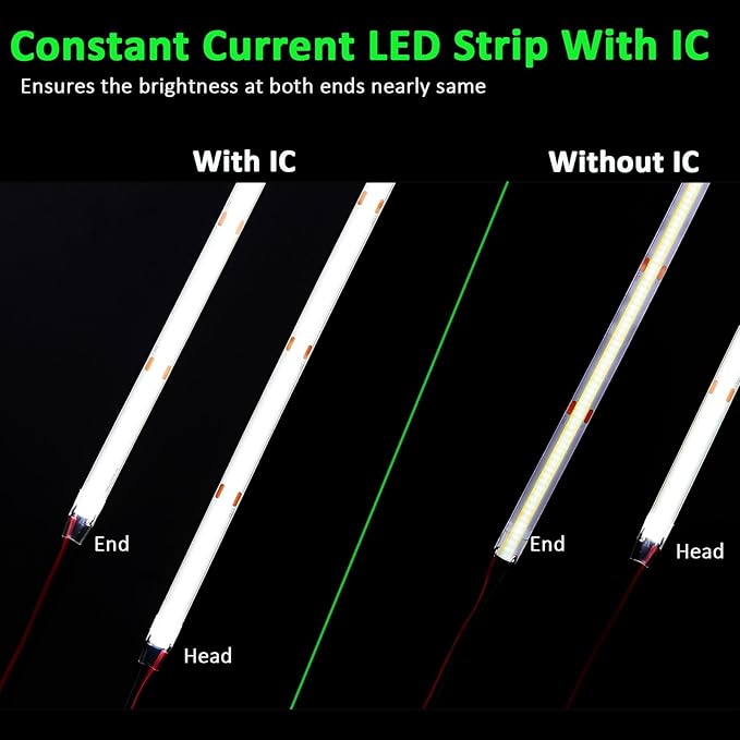 JOYLIT 50FT COB LED Strip Lights 24V 6000K Dotless 480LEDs/M Indoor IP20 | Consistent Brightness, CRI90+, Cool White, Dimmable, Cuttable, 3M Adhesive, For Bedroom, Cabinet (Power Supply Not Included)