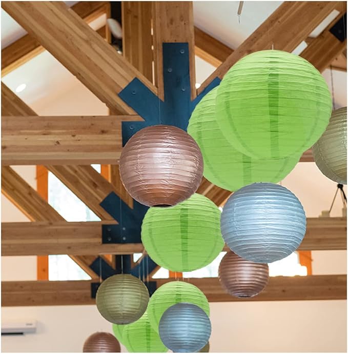 3pcs Paper Lanterns Decorative Round Chinese Paper Lanterns for Birthday Halloween Wedding Baby Bridal Shower Home Decor Party Decoration (12in/Green)