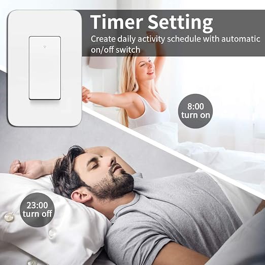 3 Way Smart Light Switch, Compatible with Alexa, Google Assistant, IFTTT, WiFi, Neutral Wire Required, Schedule Setting APP Remote Control, ETL, No Hub Required (3 Way Smart Switch 2pack)