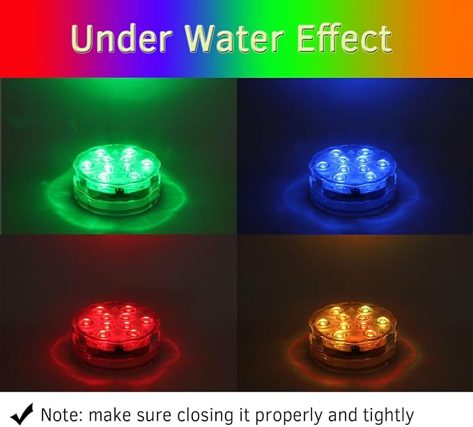 Submersible LED Lights Remote Control Battery Powered, RGB Multi Color Changing Waterproof Light for Pool, Vase Base, Spa, Aquarium, Pond, Hot Tub, Decoration, Party, 1-Pack