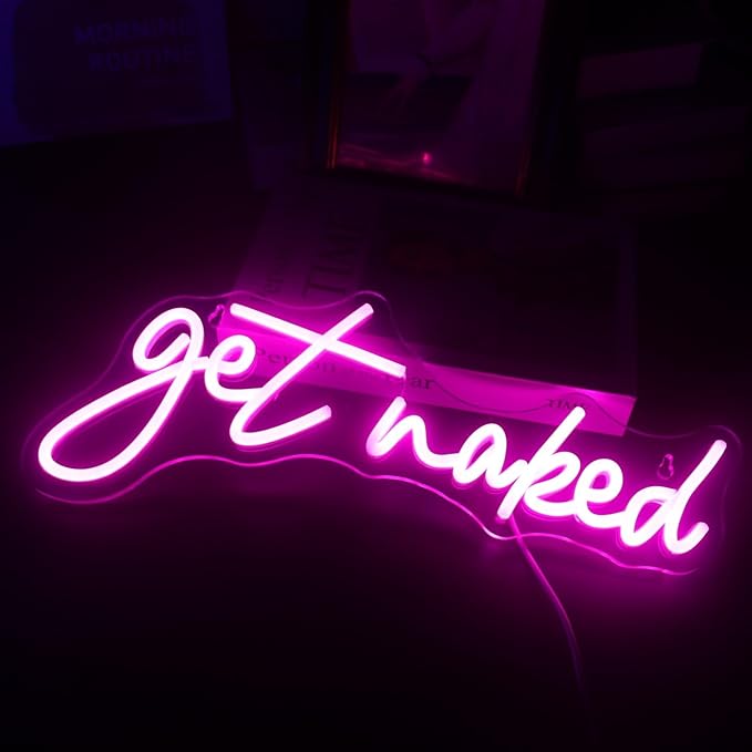 QiaoFei Led Get Naked Neon Sign Letters USB Powered Neon Lights for Room Home Bar Art Wall Decor Party Window Living Room Decor Christmas' Gift (Pink)