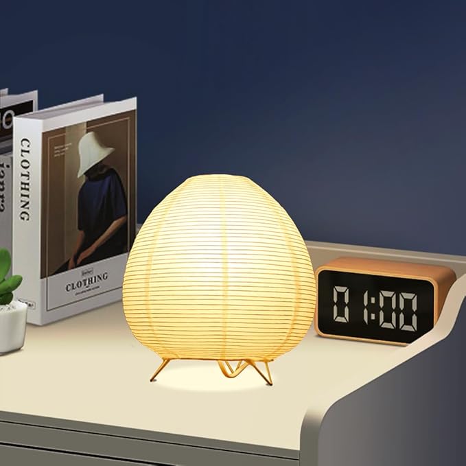 Small Table Lamp, Cute Paper Lamp, Ambient Lighting Lamp, Cozy Bedside Lamp, Minimalist Warm Glow Light for Bedroom Living Room Kids Room Dorm