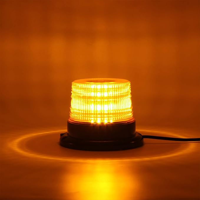 LED Strobe Light, 12V-24V Amber 40 LED Warning Safety Flashing Beacon Lights with Magnetic and 16 ft Straight Cord for Vehicle Forklift Truck Tractor Golf Carts UTV Car Bus