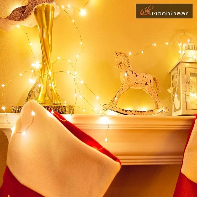 LED Decorative Fairy String Lights 66ft 200 LEDs Dimmable Outdoor/Indoor Starry String Lights, Warm White Copper Lights with Remote Control for Garden Room Patio Party Valentines Day Decor