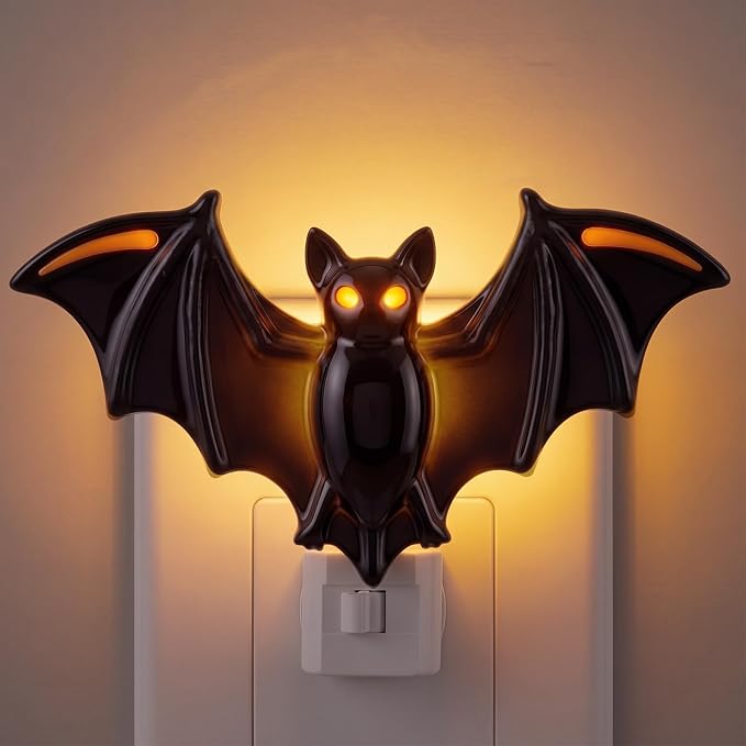 1 Pcs Night Light 3D Wall Nightlight with Auto On/Off Dusk to Dawn Sensor Decorative LED Night Lamp for Bedroom Bathroom Hallway Kids Room Home Decor (Bat)