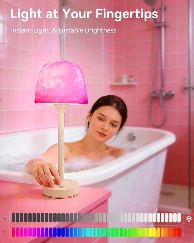 SAIWEYA 2 Pack Spa-Like Waterproof Bathroom Shower Lamp with 16 Color Ocean Wave Projector, 2-in-1 Rechargeable Shower Lamp with Touch & Remote Control, Cordless Night Light for Inside Shower | 16 Color Ocean Wave Projector, Touch & Remote Control, Cor...