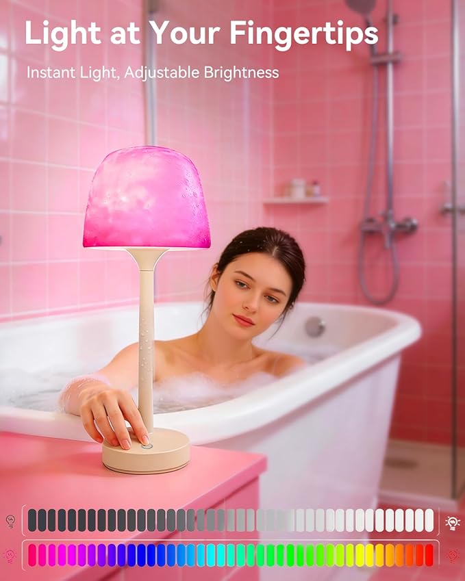 SAIWEYA Spa-Like Waterproof Bathroom Shower Lamp, Rechargeable Shower Light | 16 Color Ocean Wave Projector, Touch & Remote Control, Cordless Night Light for Inside Shower