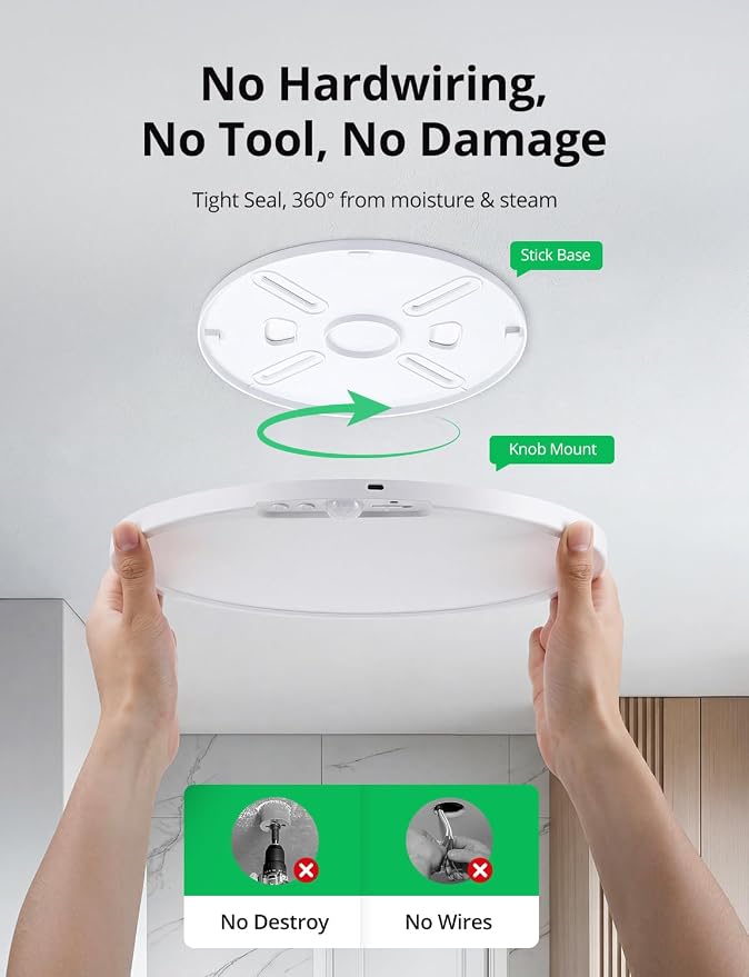 Bojim 10000mAh Battery Operated Ceiling Light with Remote RGB Backlight | Magnetic Battery Operated IP44 Waterproof Dimmable & 3CCT Remote No Wiring for Closet Pantry Garage