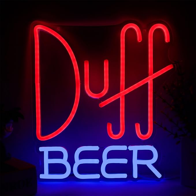 Duff Beer Neon Signs Homer Simpsons Sign Dimmable Cartoon Wall Decor for Bar Club Cafe Restaurant Bedroom Party Home Man Cave Gift for Boys Girls Fans