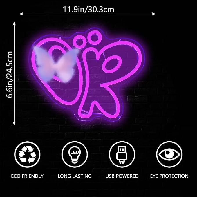 Olivia Neon Signs OR Neon Light Sign Dimmable LED Signs for Wall Decor Purple Light Up Signs for Bedroom Living Room College Dorm Girls Room Wall Art Gift for Fans Teen