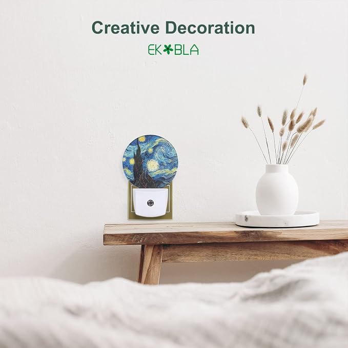 EKOBLA Van Gogh Starry Night Night Light, Art Night Lights Plug Into Wall with Auto Sensor, 0.5W Sleep Friendly for All Ages